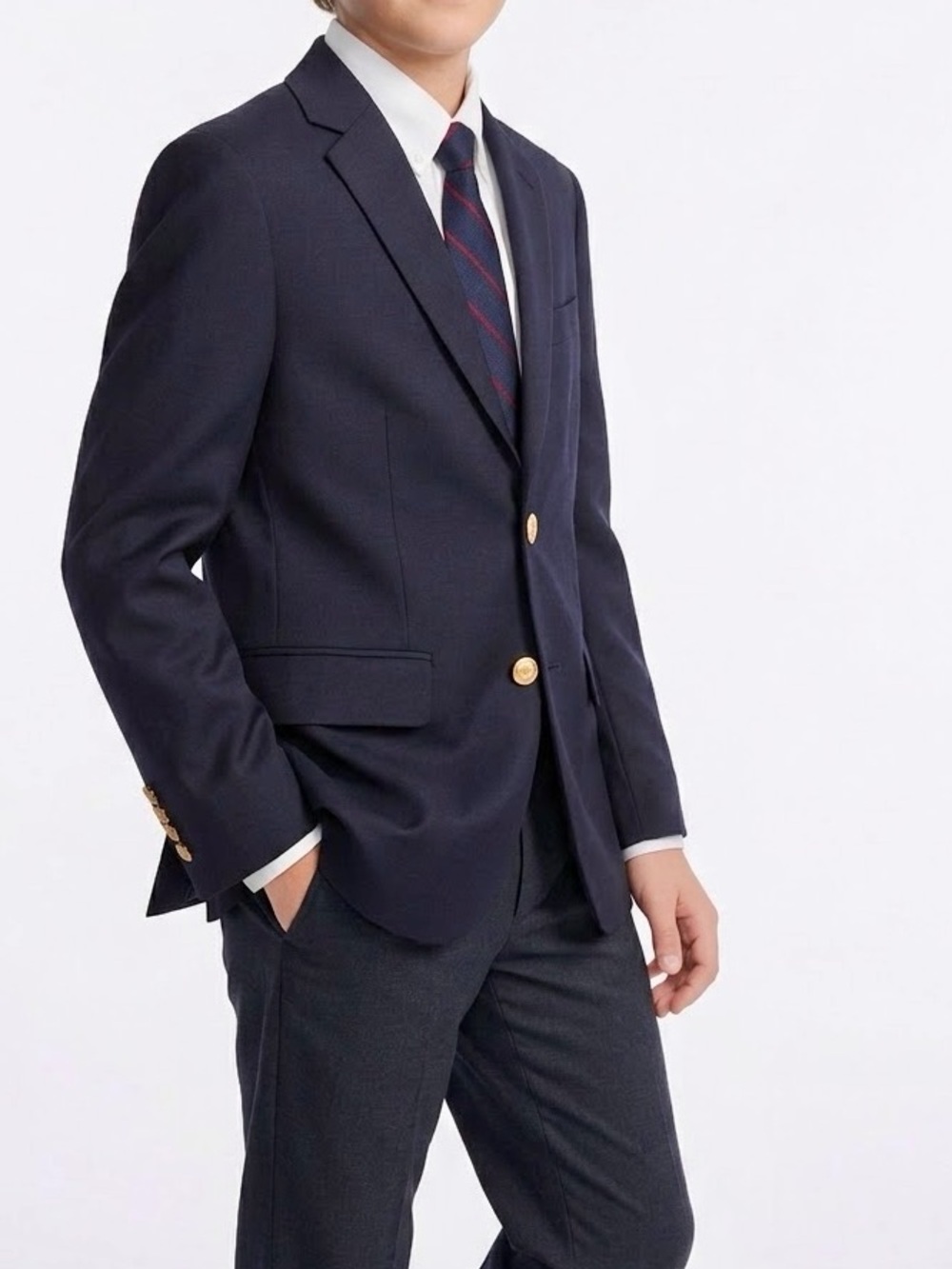 CLASS CLUB Boys Navy Blue Blazer w Gold Buttons Formal Sport Coat School Jacket